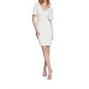 NEW JOSEPH RIBKOFF pearl detail wrap dress in vanilla
